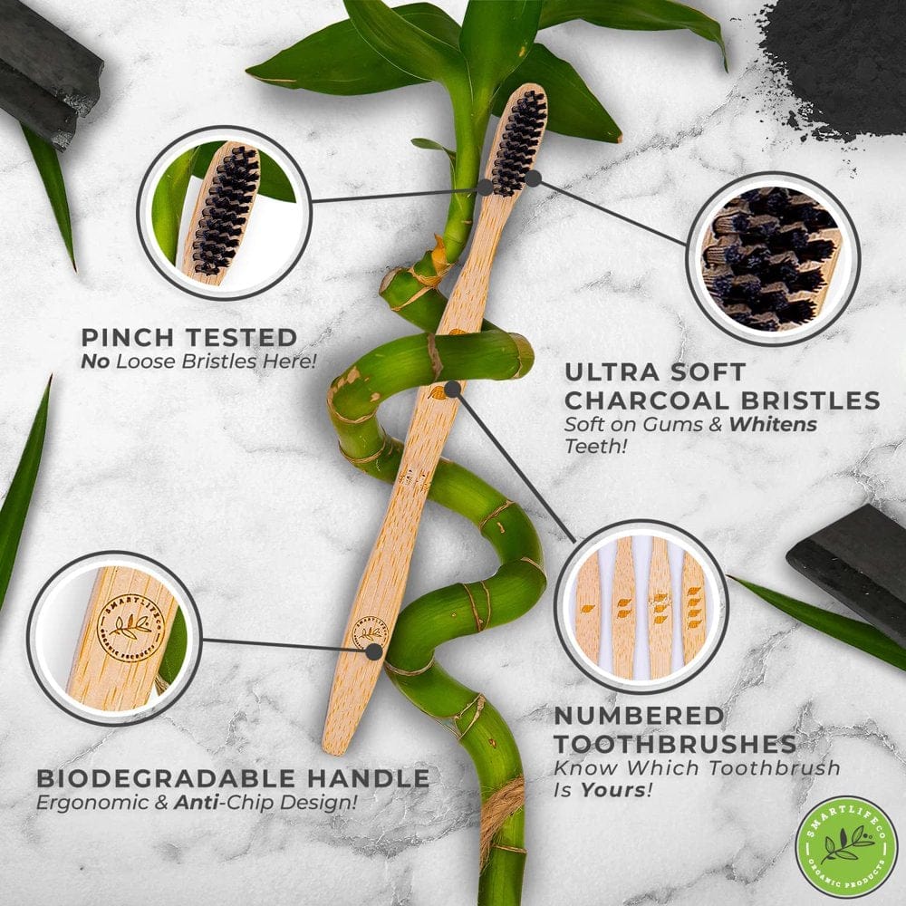 Eco - Friendly Bamboo Toothbrush Set: 4 - Pack for Waste - Free Camping & Travel Oral Care - Nourishment Tapestry