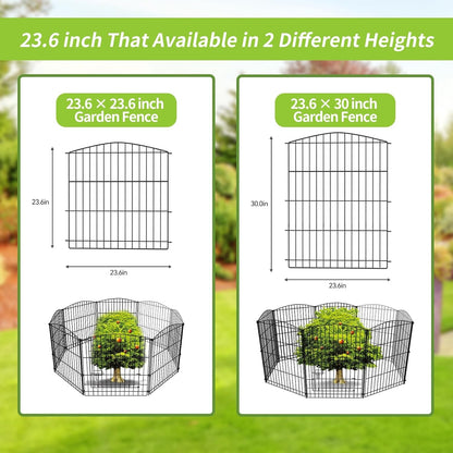 'Elegant 11.8ft Decorative Garden Fence: 5 Panels + Gate, Black Rustproof Wire Barrier for Backyard, Patio - No - Dig Installation' - Nourishment Tapestry