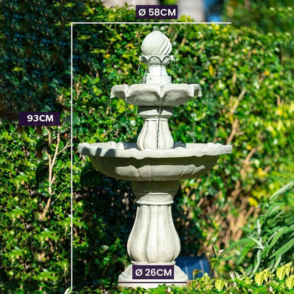 Elegant 3 - Tier Solar Bird Bath Fountain - Light Grey Garden Oasis - Nourishment Tapestry
