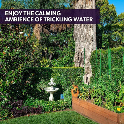 Elegant 3 - Tier Solar Bird Bath Fountain - Light Grey Garden Oasis - Nourishment Tapestry