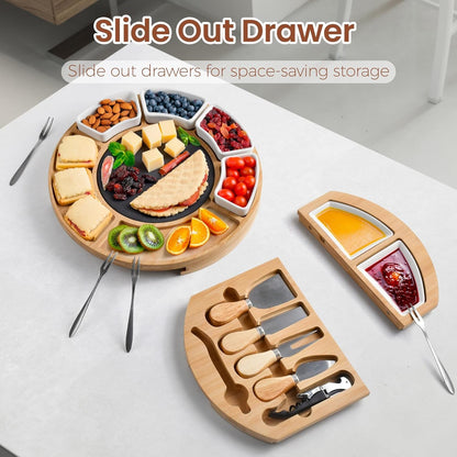 Elegant Bamboo Charcuterie Board Set with Marble Plate - Perfect Housewarming Gift - Nourishment Tapestry