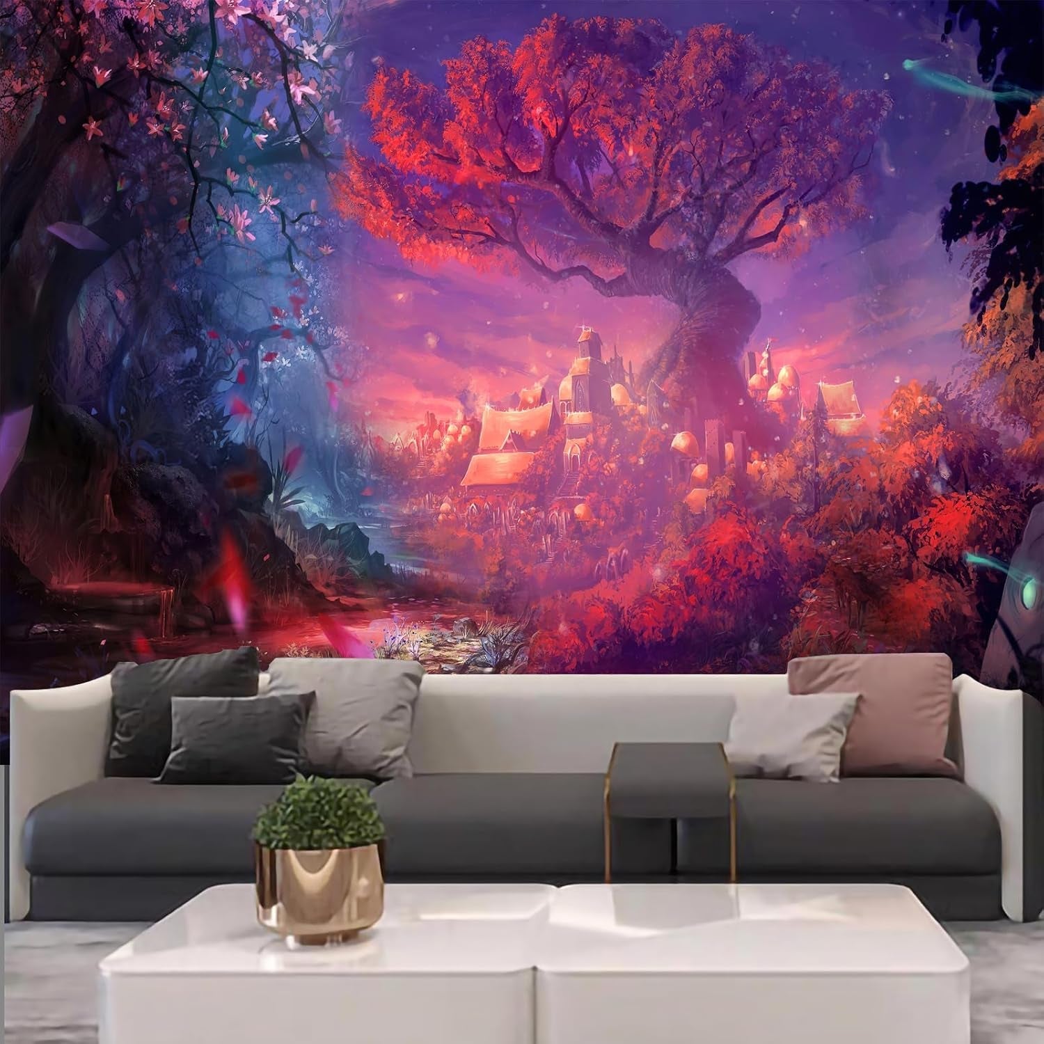Enchanted Forest Magic Tree Tapestry - Fantasy Jungle Wall Hanging for Aesthetic Home Decor - Shop Now - Nourishment Tapestry