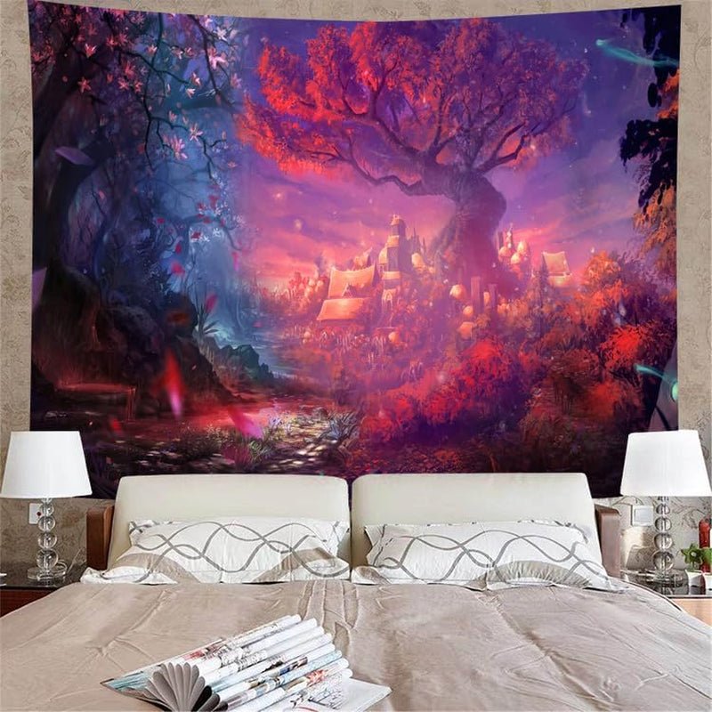 Enchanted Forest Magic Tree Tapestry - Fantasy Jungle Wall Hanging for Aesthetic Home Decor - Shop Now - Nourishment Tapestry