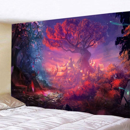 Enchanted Forest Magic Tree Tapestry - Fantasy Jungle Wall Hanging for Aesthetic Home Decor - Shop Now - Nourishment Tapestry