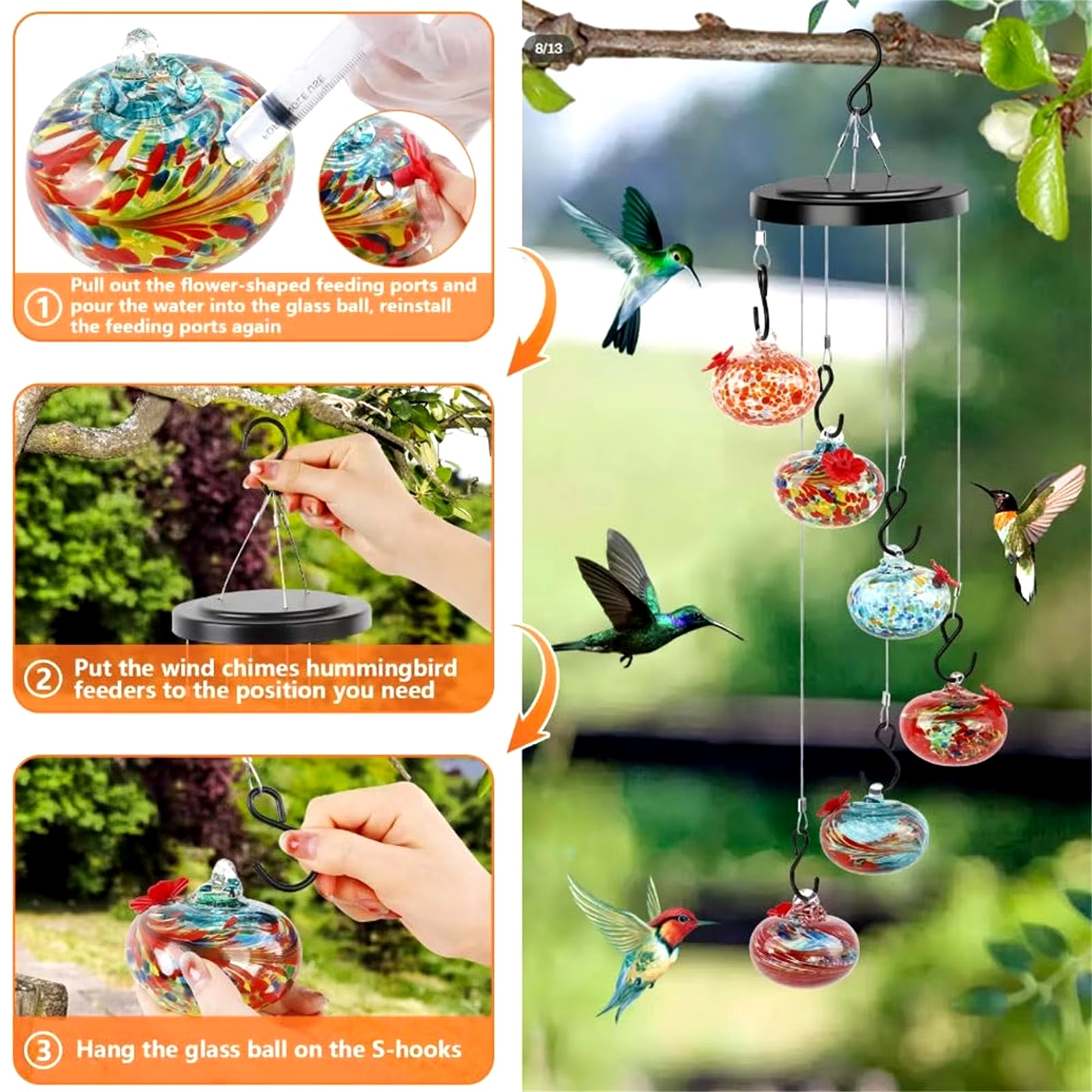 Enchanting Window Bird Feeder: Charming Wind Chimes & Squirrel - Proof Hummingbird Feeder with Suction Cup - Nourishment Tapestry