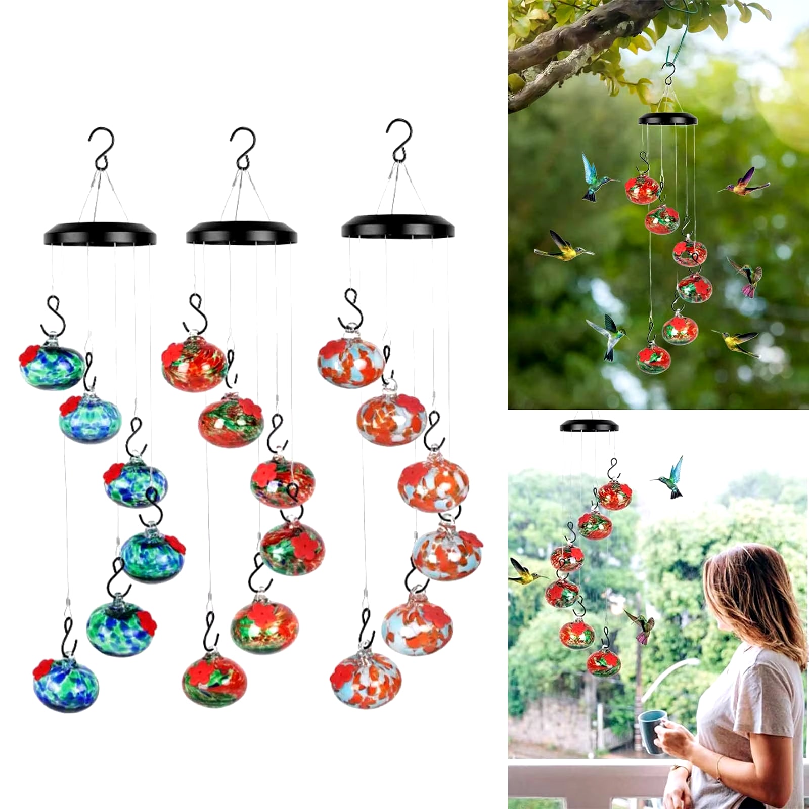 Enchanting Window Bird Feeder: Charming Wind Chimes & Squirrel - Proof Hummingbird Feeder with Suction Cup - Nourishment Tapestry