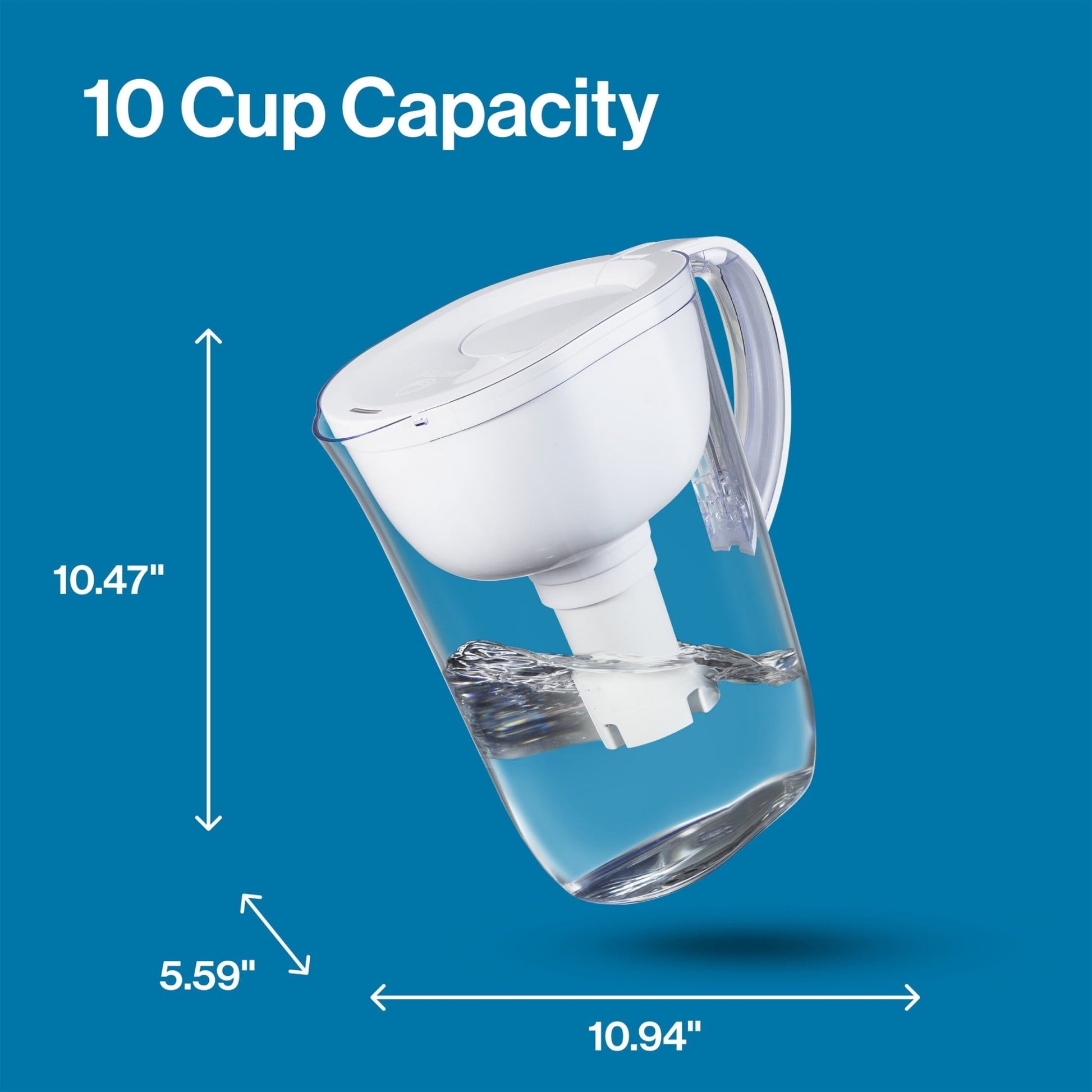 Everyday White Water Filter Pitcher - Large 10 Cup Capacity, BPA Free - Clean, Fresh Water for the Whole Family - Nourishment Tapestry