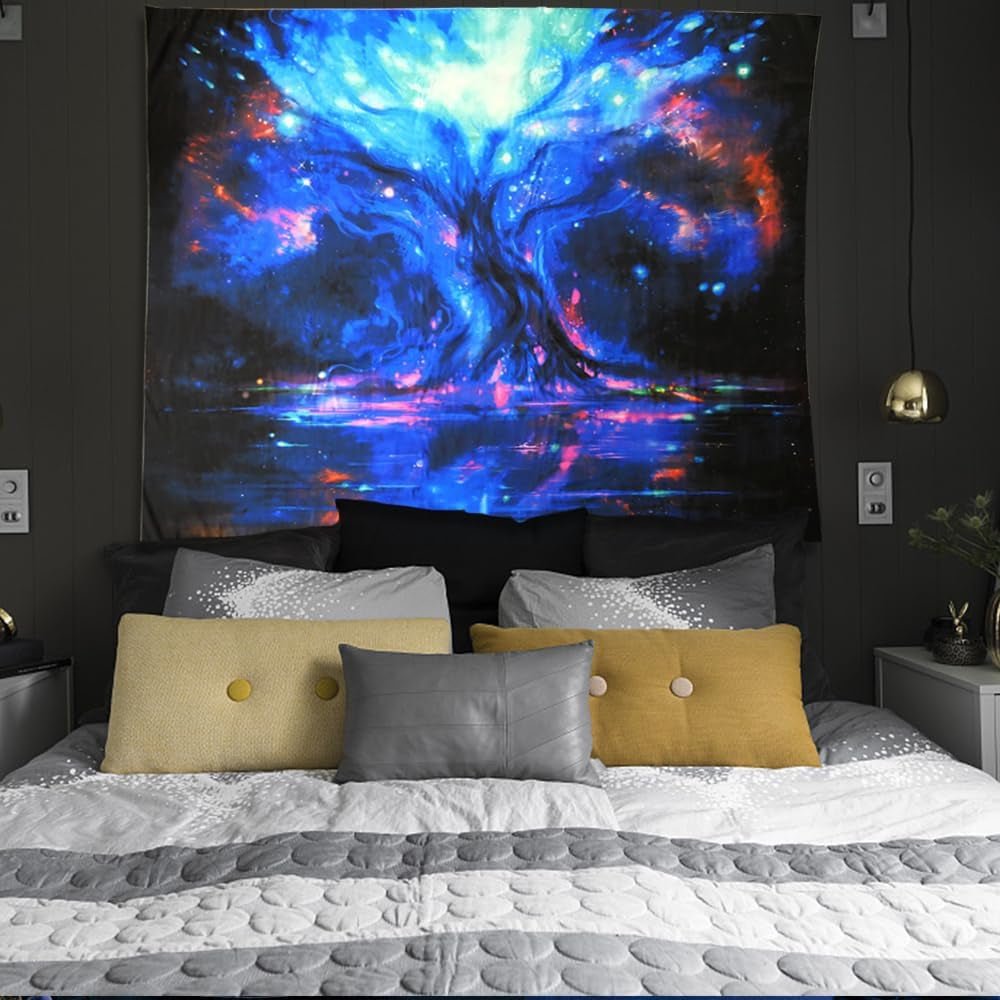 Glowing Tree of Life Blacklight Tapestry - Large Trippy Wall Decor for Bedroom - Buy Online - Nourishment Tapestry