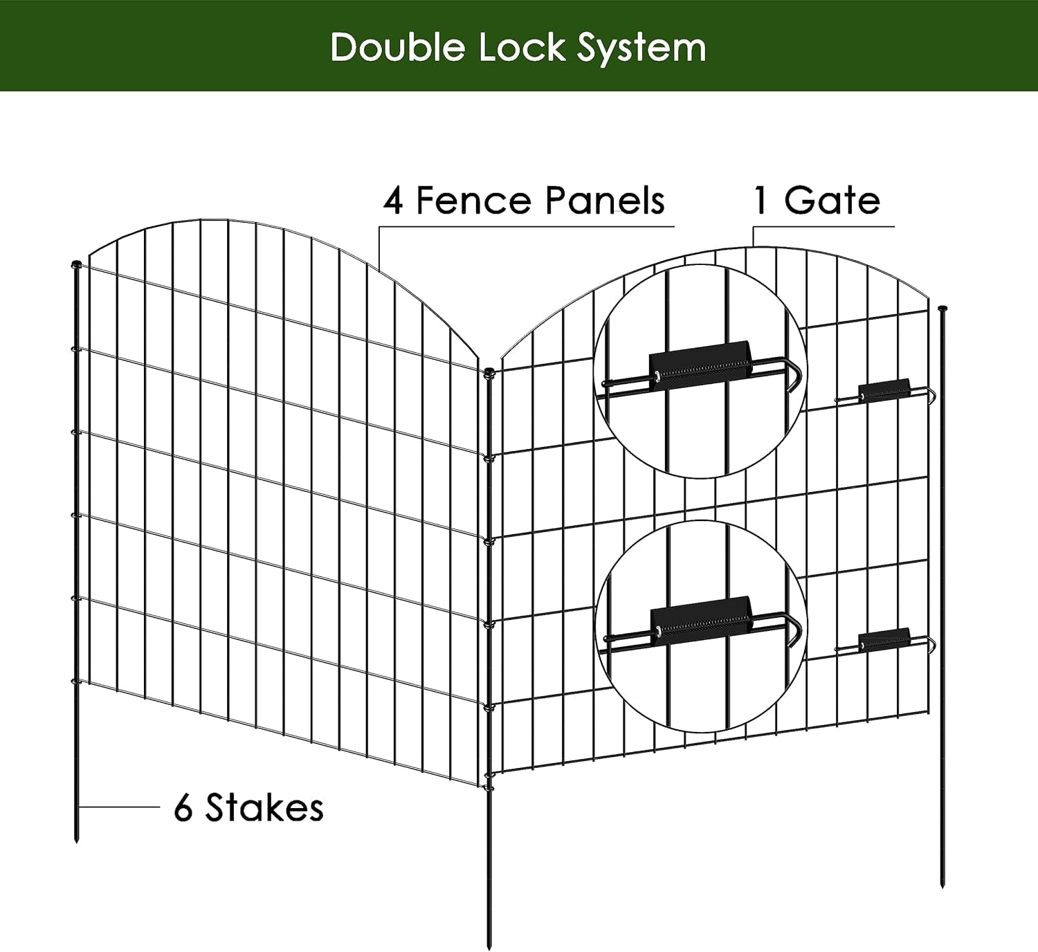 Heavy Duty Metal Garden Gate and Fence Set: 14.75ft Black Outdoor Barrier for Dog, Yard Privacy - Durable Metal Fence and Gate Set for Outdoor Security - Nourishment Tapestry