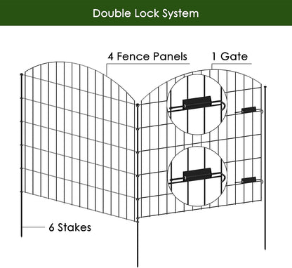 Heavy Duty Metal Garden Gate and Fence Set: 14.75ft Black Outdoor Barrier for Dog, Yard Privacy - Durable Metal Fence and Gate Set for Outdoor Security - Nourishment Tapestry