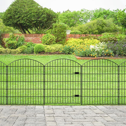 Heavy Duty Metal Garden Gate and Fence Set: 14.75ft Black Outdoor Barrier for Dog, Yard Privacy - Durable Metal Fence and Gate Set for Outdoor Security - Nourishment Tapestry