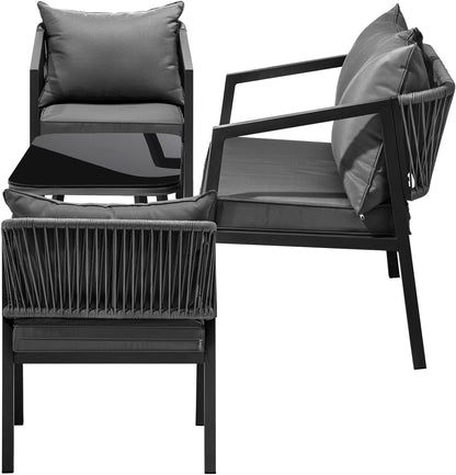 Livsip 4 - Piece Outdoor Furniture Set: Stylish Patio Dining Set for Backyard Entertaining - Nourishment Tapestry