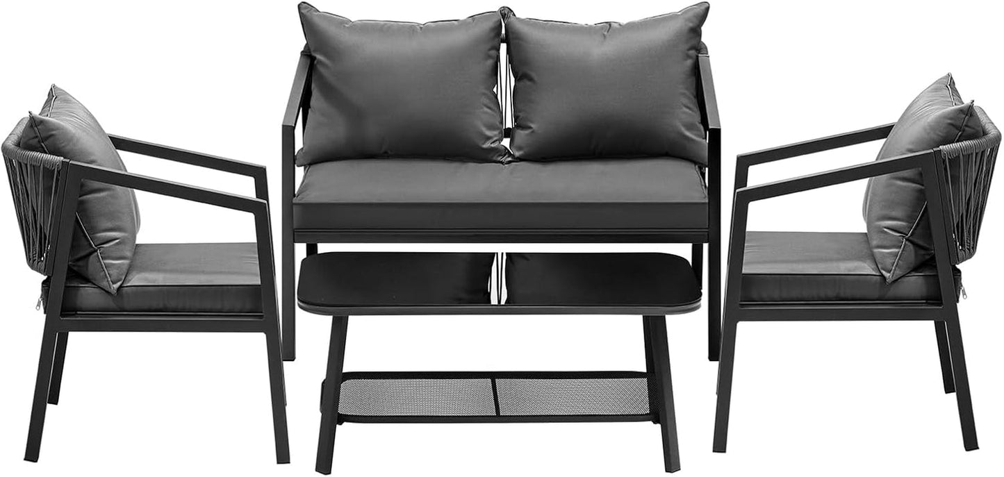 Livsip 4 - Piece Outdoor Furniture Set: Stylish Patio Dining Set for Backyard Entertaining - Nourishment Tapestry