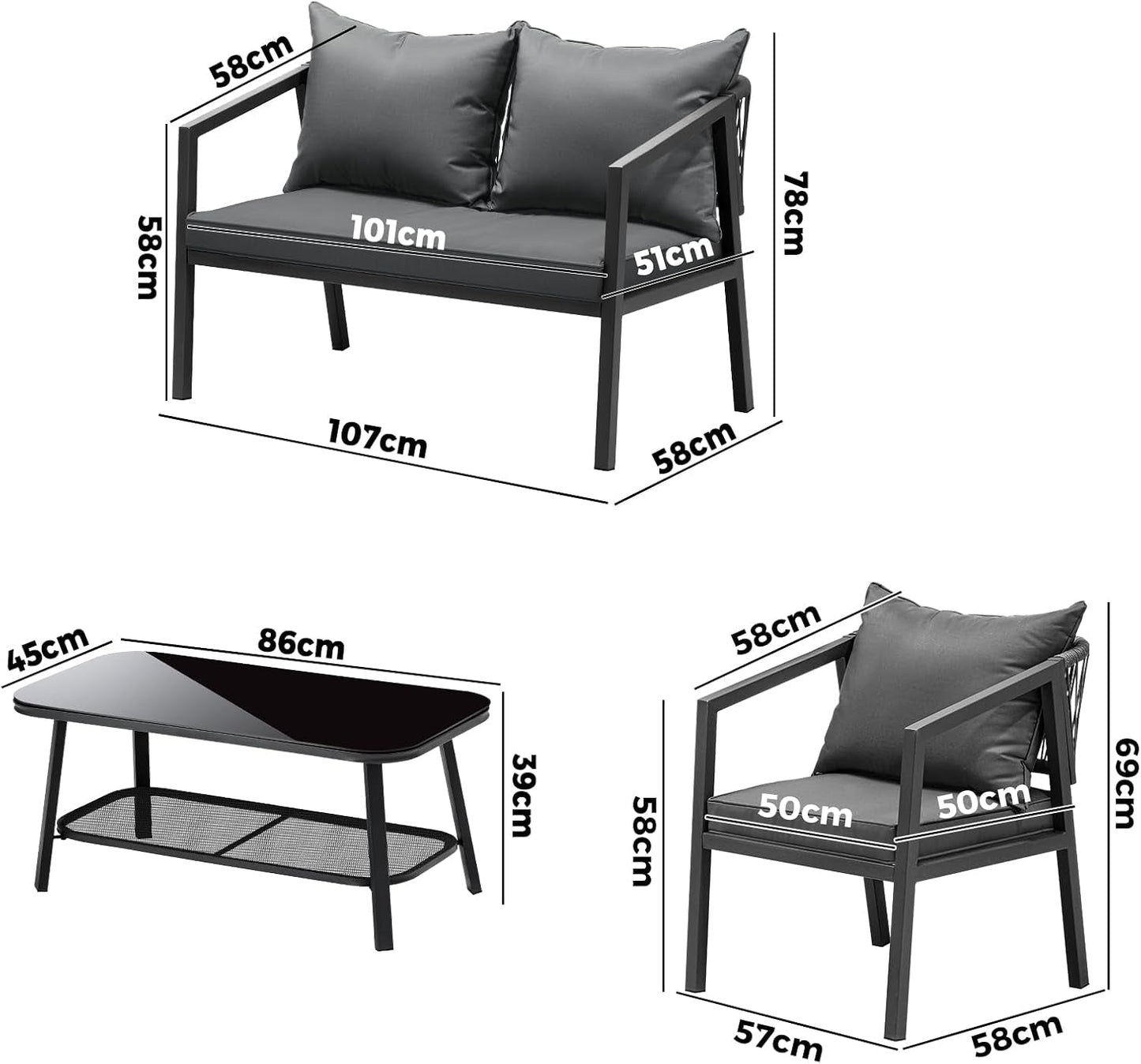 Livsip 4 - Piece Outdoor Furniture Set: Stylish Patio Dining Set for Backyard Entertaining - Nourishment Tapestry