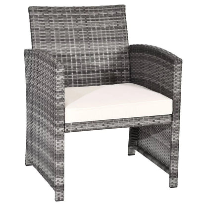Luxurious 4 - Piece Rattan Patio Set: Beige Cushioned Sofa & Glass Table for Outdoor Oasis - Shop Now - Nourishment Tapestry