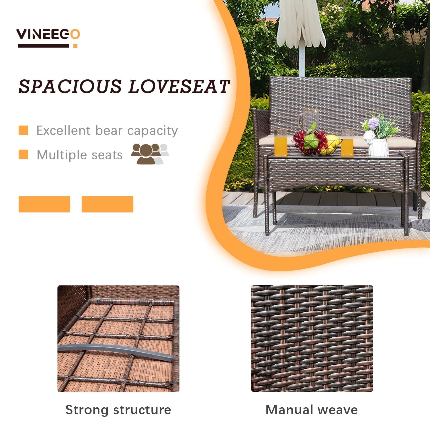 Luxurious 4 - Piece Rattan Patio Set with Cushioned Comfort and Elegant Glass Table - Nourishment Tapestry