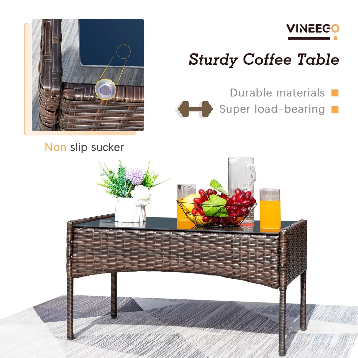 Luxurious 4 - Piece Rattan Patio Set with Cushioned Comfort and Elegant Glass Table - Nourishment Tapestry