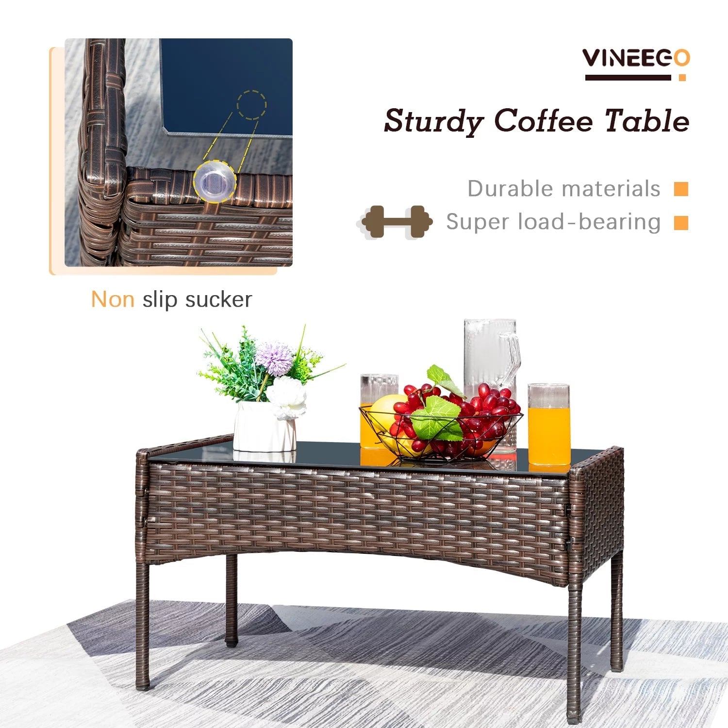 Luxurious 4 - Piece Rattan Patio Set with Cushioned Comfort and Elegant Glass Table - Nourishment Tapestry