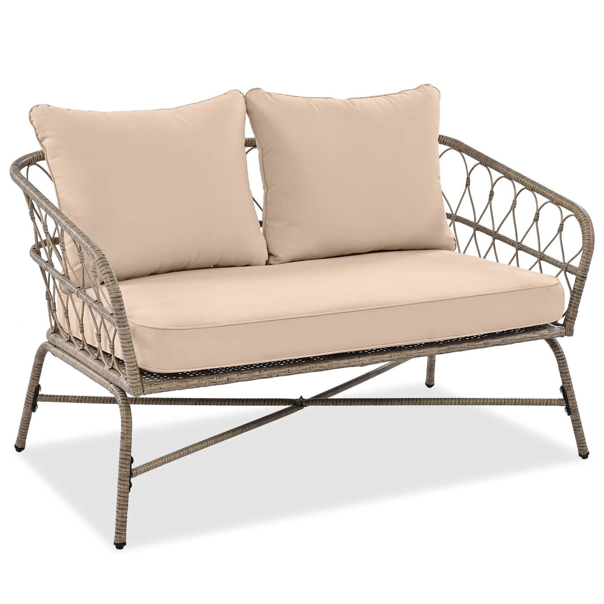 Luxurious 4 - Piece Wicker Patio Set: Blue Sofa & Table for Outdoor Relaxation - Nourishment Tapestry