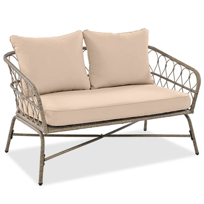 Luxurious 4 - Piece Wicker Patio Set: Blue Sofa & Table for Outdoor Relaxation - Nourishment Tapestry