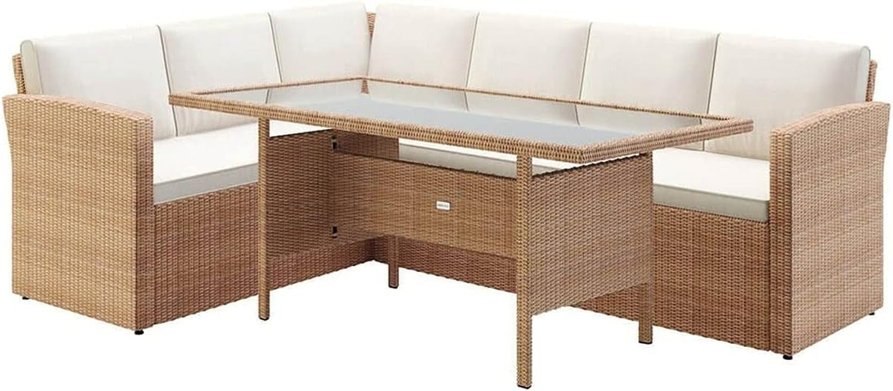 Luxurious 6 - Seater Rattan Garden Dining Set with All - Weather Comfort and Beige Cushions - Nourishment Tapestry