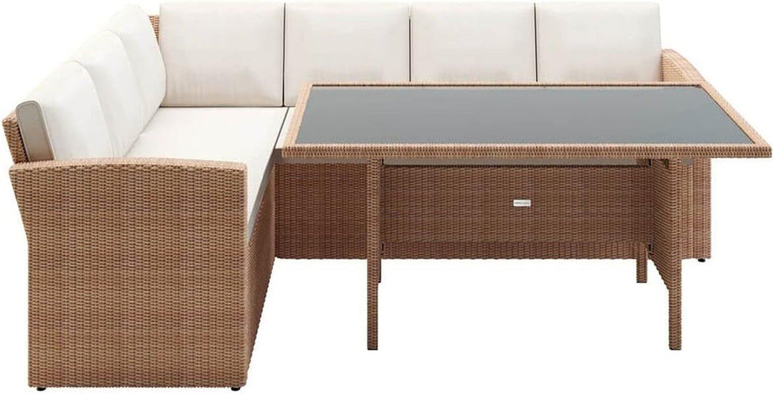 Luxurious 6 - Seater Rattan Garden Dining Set with All - Weather Comfort and Beige Cushions - Nourishment Tapestry