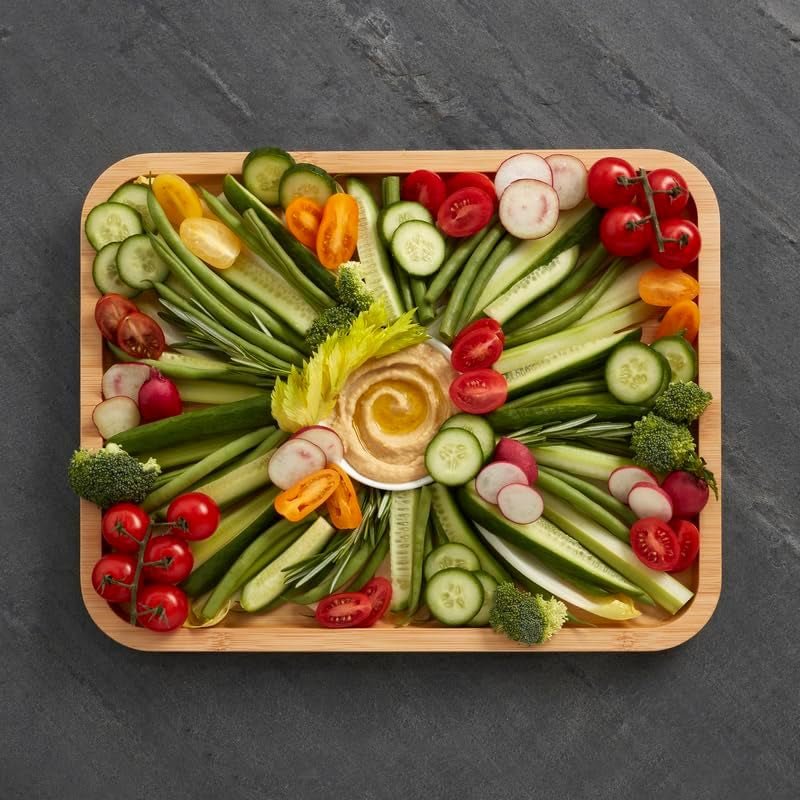 Luxurious Bamboo Charcuterie Board Set: Elegant 11x14" Serving Tray with Lid - Nourishment Tapestry