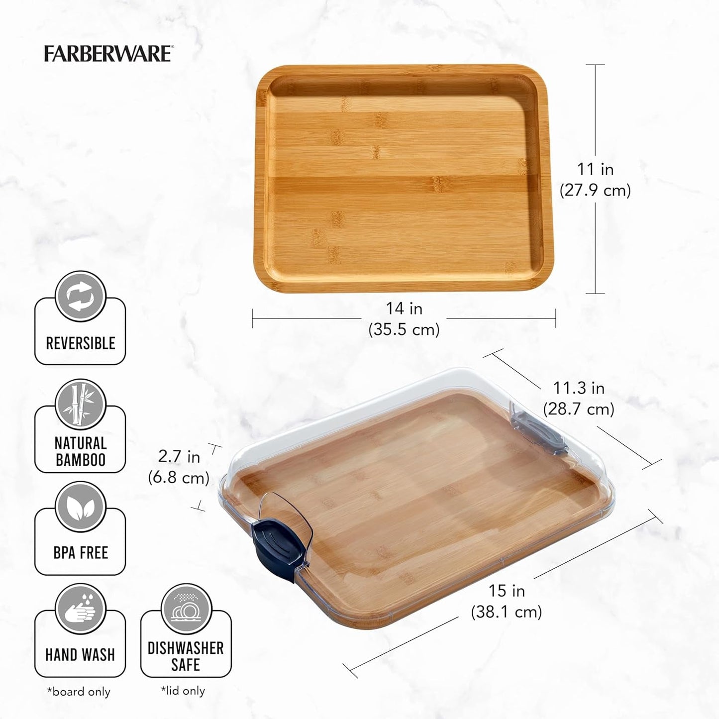 Luxurious Bamboo Charcuterie Board Set: Elegant 11x14" Serving Tray with Lid - Nourishment Tapestry
