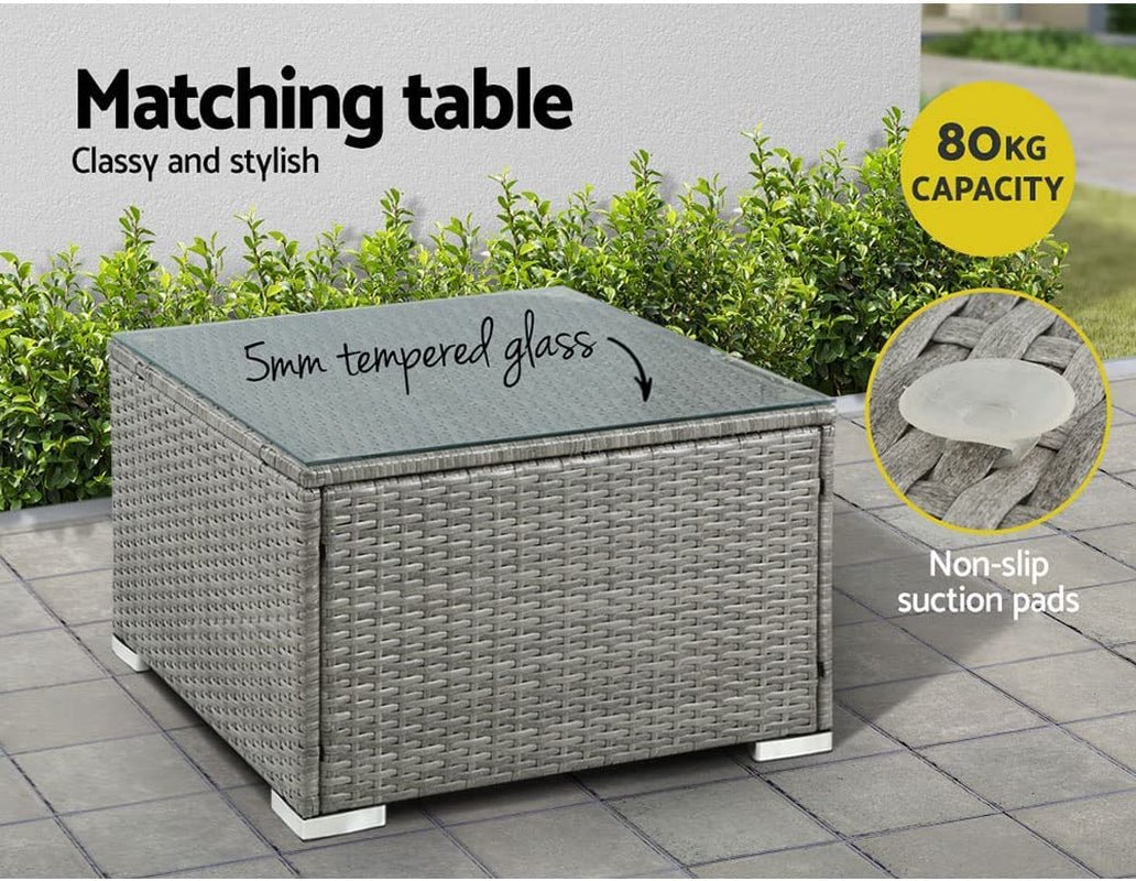 Luxurious Grey Wicker Patio Set: 4 - Piece Outdoor Furniture Set - Nourishment Tapestry