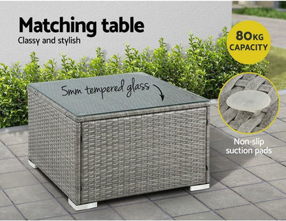 Luxurious Grey Wicker Patio Set: 4 - Piece Outdoor Furniture Set - Nourishment Tapestry