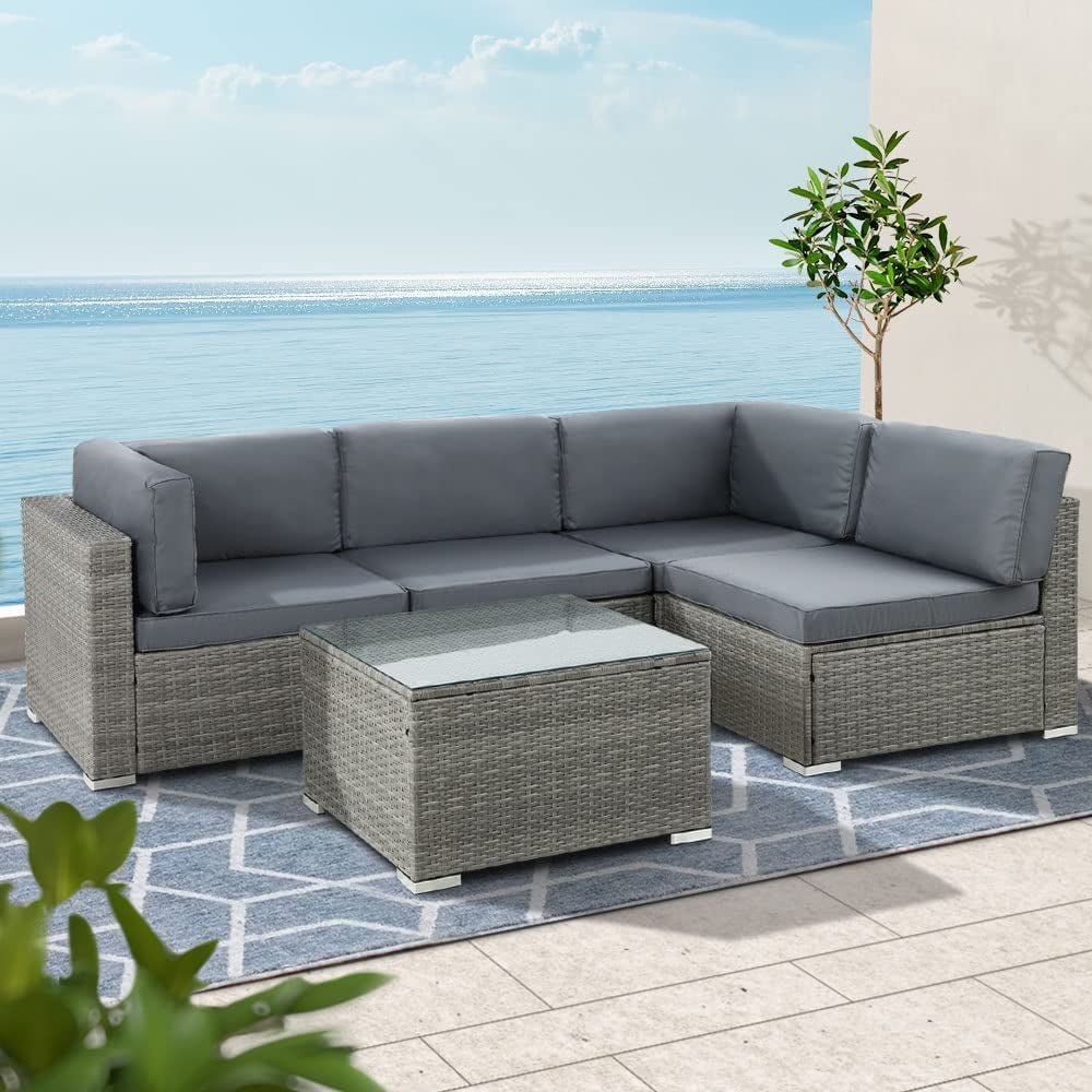 Luxurious Grey Wicker Patio Set: 4 - Piece Outdoor Furniture Set - Nourishment Tapestry