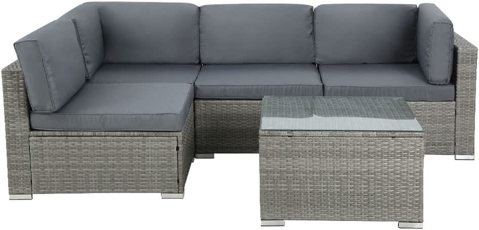 Luxurious Grey Wicker Patio Set: 4 - Piece Outdoor Furniture Set - Nourishment Tapestry