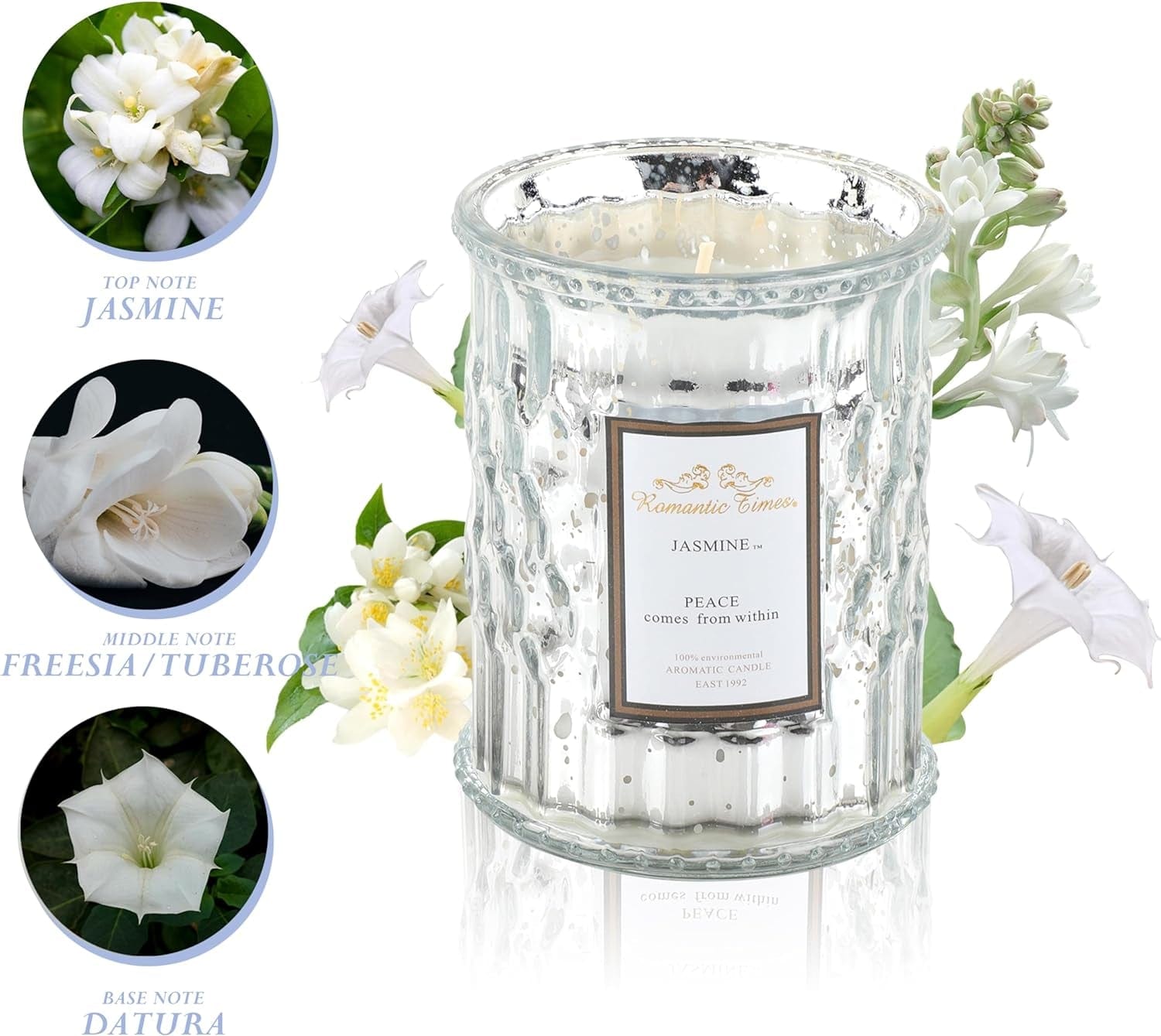 Luxurious Jasmine Scented Candle: 17 Oz Glass Jar, Perfect Gift for Any Occasion - Nourishment Tapestry