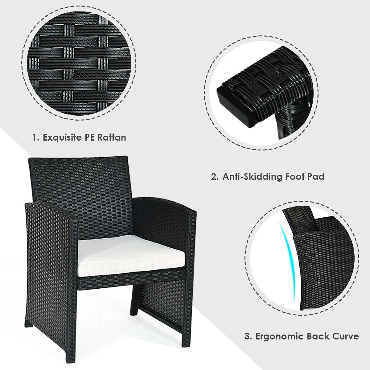 Luxury Black Rattan Patio Set: 4 - Piece Cushioned Sofa & Table for Outdoor Comfort - Nourishment Tapestry