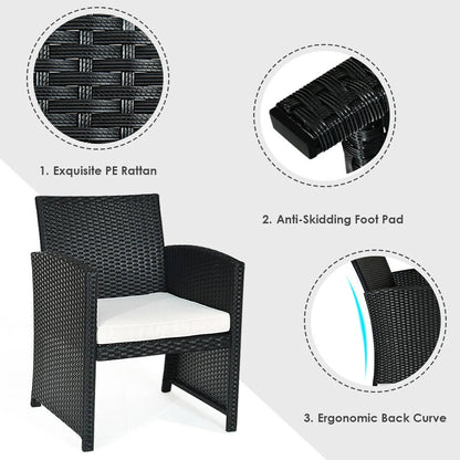 Luxury Black Rattan Patio Set: 4 - Piece Cushioned Sofa & Table for Outdoor Comfort - Nourishment Tapestry