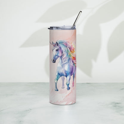 Magical Unicorn Tumbler: 20oz Insulated Steel Cup with Dreamy Watercolor Design - Nourishment Tapestry
