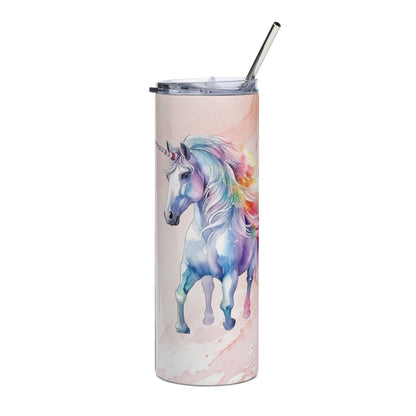 Magical Unicorn Tumbler: 20oz Insulated Steel Cup with Dreamy Watercolor Design - Nourishment Tapestry
