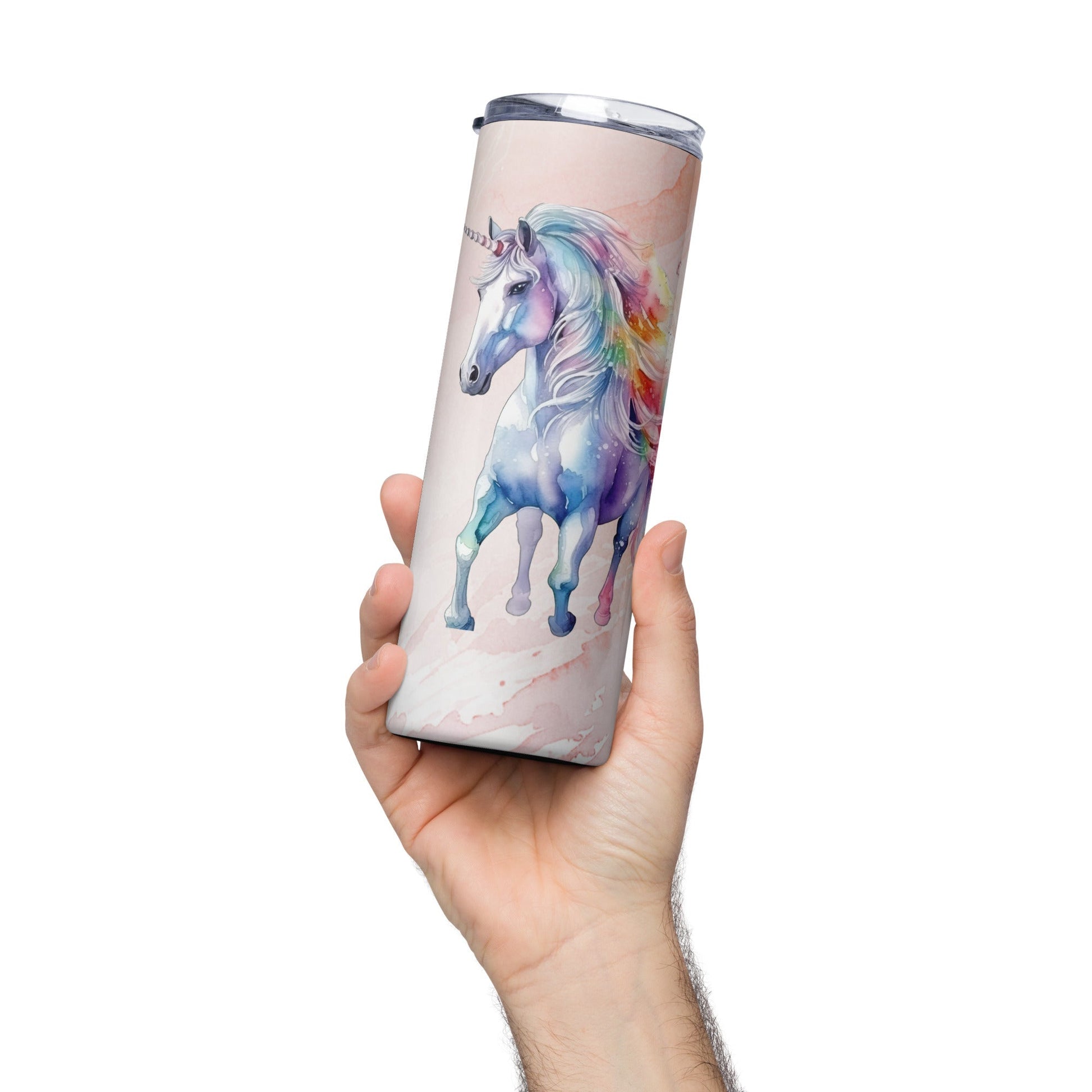 Magical Unicorn Tumbler: 20oz Insulated Steel Cup with Dreamy Watercolor Design - Nourishment Tapestry