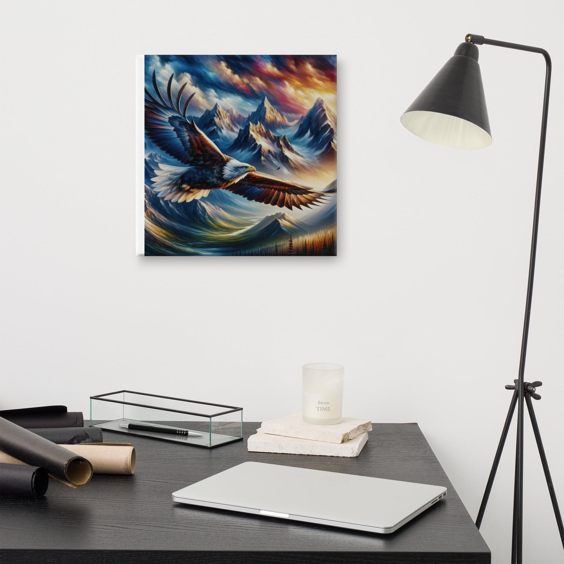 Majestic Eagle Canvas: Mountain Landscape Wall Art for Nature - Inspired Decor - Nourishment Tapestry