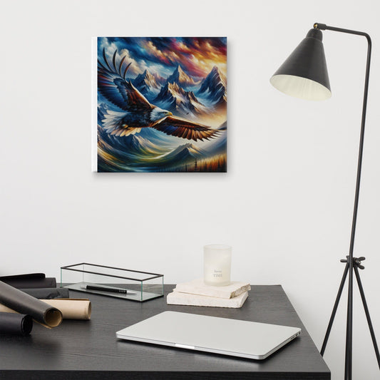 Majestic Eagle Canvas: Mountain Landscape Wall Art for Nature - Inspired Decor - Nourishment Tapestry
