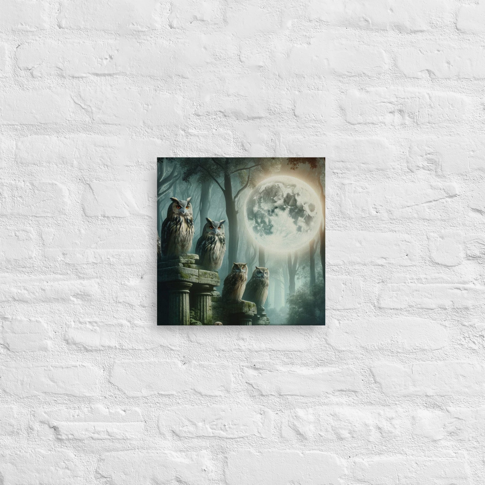 Majestic Owl Council Canvas: Enchanting Nature Wall Art - Stunning Wildlife Painting for Home Decor - Nourishment Tapestry
