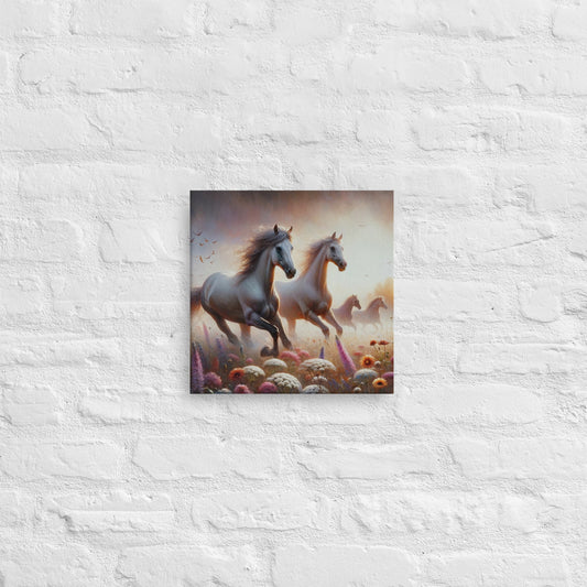 Majestic White Horses Canvas: Elegant Wall Art for Modern Home Decor - Nourishment Tapestry