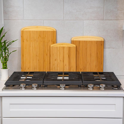 Organic Bamboo Cutting Board Set: 3 - Piece Kitchen Essential with Juice Groove & Lifetime Warranty - Nourishment Tapestry