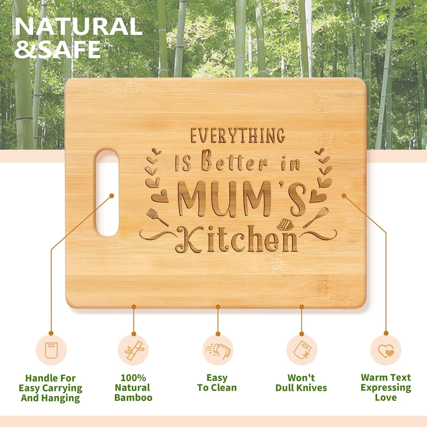 Personalized Bamboo Cutting Board: Engraved Mother's Day Gift - Nourishment Tapestry