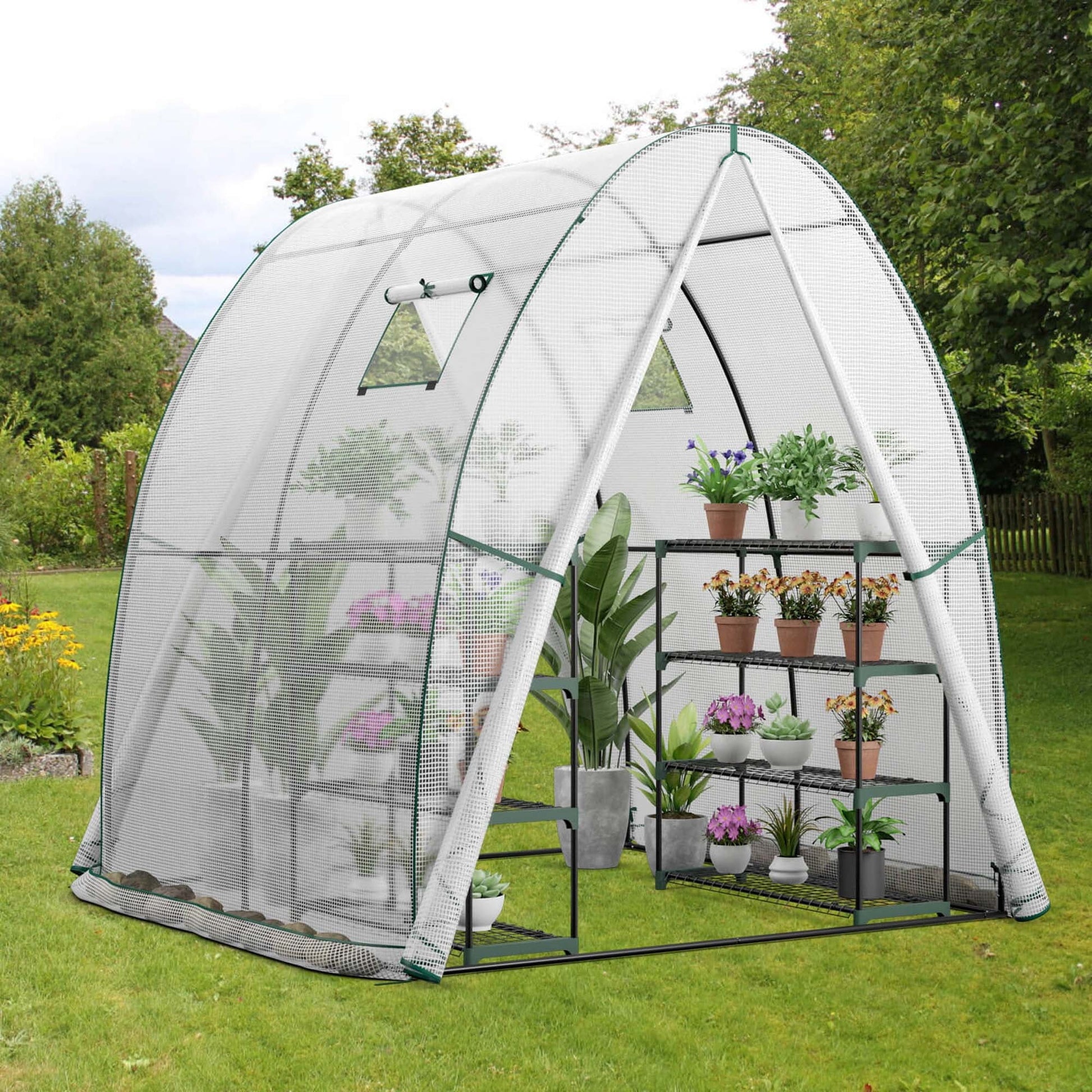 Portable Greenhouse 6x6x6.6 FT: Easy - Access 2 - Door, Ventilated Windows, Spacious Plant Sanctuary - Grow Your Plants in Style! - Nourishment Tapestry
