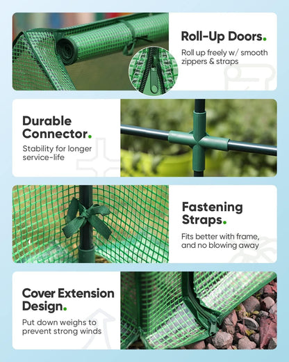 Portable Mini Greenhouse: 180x90x90cm PE Cover, Zipper Doors, 50 Plant Tags - Nourishment Tapestry