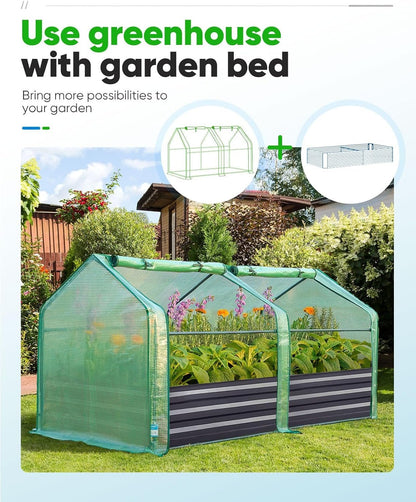 Portable Mini Greenhouse: 180x90x90cm PE Cover, Zipper Doors, 50 Plant Tags - Nourishment Tapestry