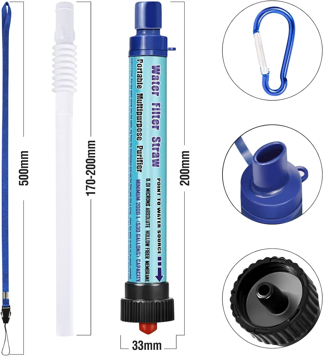 Portable Water Filter Straw - 2000L Capacity for Safe Hydration in Emergencies & Outdoors - Nourishment Tapestry