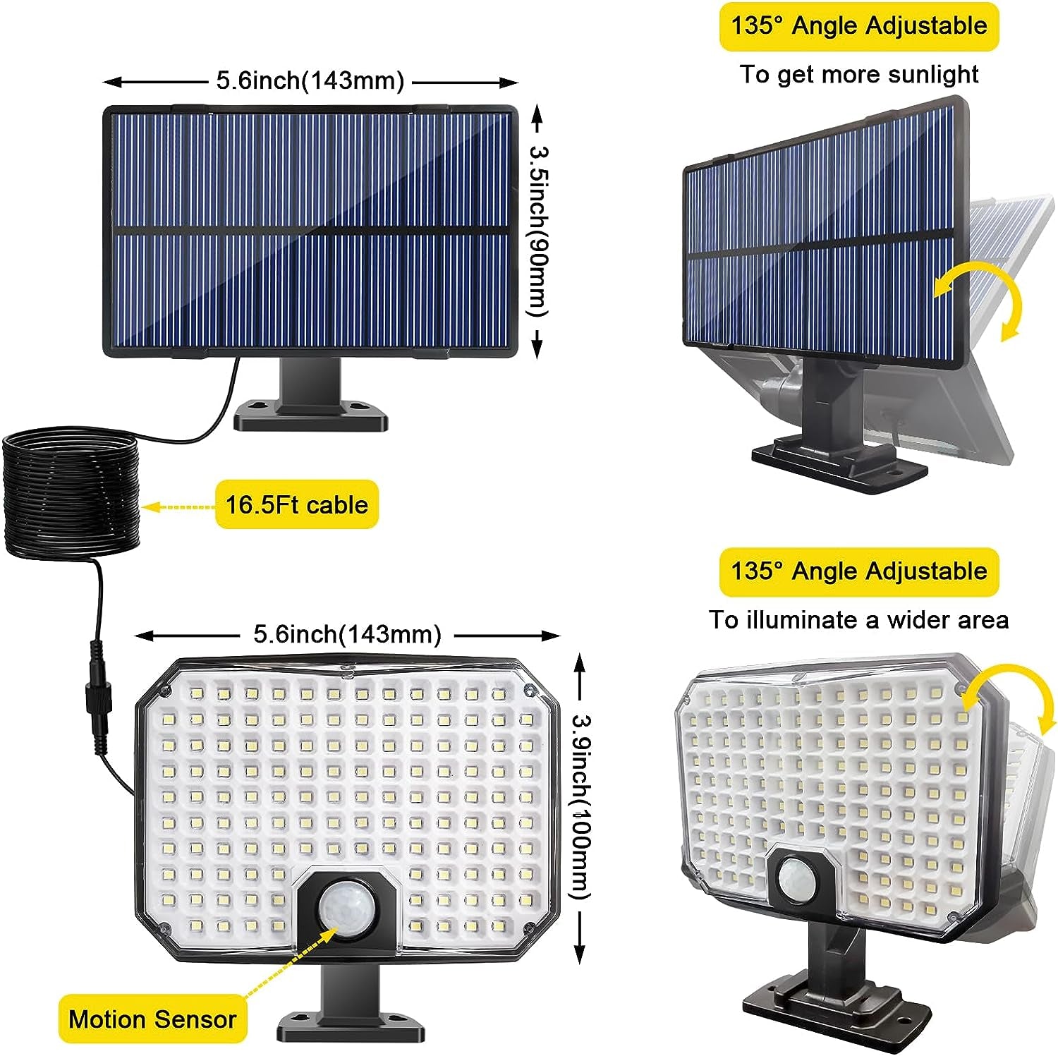 Powerful Solar Security Lights: 16.4Ft Cord, 3 - Mode Dusk - Dawn Sensor for Outdoor Spaces - Illuminate Your Outdoor Area with Solar - Powered Security Lights - Nourishment Tapestry