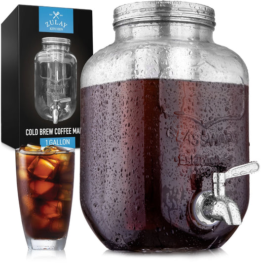 Premium 1 Gallon Cold Brew Coffee Maker with Stainless Steel Filter and Spigot - Ideal for Iced Coffee, Cold Brew, and Tea - Nourishment Tapestry